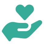 Hand and heart icon